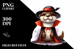 Funny Vampire Otter Baby Watercolor Clipart Product Image 1