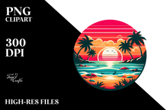 Retro Tropical Beach Sunset PNG Product Image 2