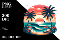 Retro Tropical Beach Sunset PNG Product Image 2