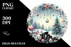 colorful Christmas Scene with Large Text PNG Product Image 2