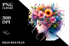 Fairy with Floral Wreath PNG Product Image 2