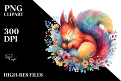 Colorful Sleeping Squirrel PNG Product Image 2