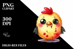 Colorful Cute Chicken with Fangs | Sublimation Clipart Product Image 1