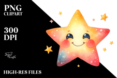 Smiling Whimsical Star Watercolor PNG Product Image 2
