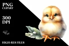 Cute Baby Chicken Watercolor PNG Product Image 1