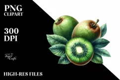 Watercolor Kiwi Tropical Fruit Sticker Clipart Product Image 3