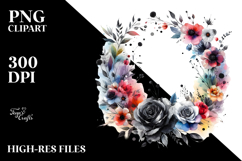 Black Roses Floral Frame PNG Product Image 2