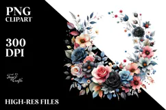 Colorfull Floral Frame with Black Roses PNG Product Image 2