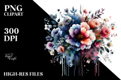 Colorful Grungy Flower Splash PNG Product Image 2