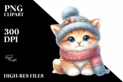 Funny Baby Cat Winter PNG Product Image 1