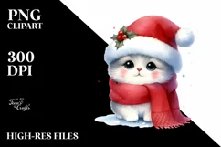 High Baby Cat with Santa Hat PNG Product Image 3