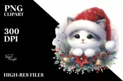 High Baby Cat with Santa Hat PNG Product Image 3