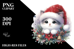 High Baby Cat with Santa Hat PNG Product Image 2