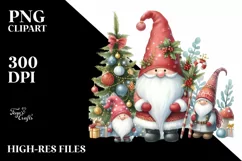 Cute Christmas Gnomes in Semiprofile PNG Product Image 1
