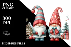Cute Christmas Gnomes in Semiprofile PNG Product Image 3