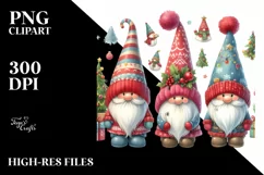 Cute Christmas Gnomes in Semiprofile PNG Product Image 1