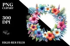 Watercolor Abstract Colorful Wreath Hawaiian Product Image 1