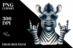 Funny Cute Zebra Watercolor Summer Sticker Clipart Product Image 3