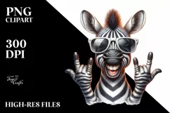 Funny Cute Zebra Watercolor Summer Sticker Clipart Product Image 1