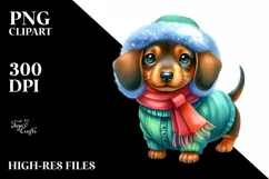 Cute Dachshund with Winter Outfit PNG Product Image 1