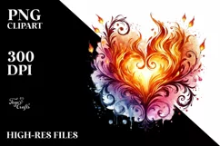 Fire Heart Digital Painting PNG Product Image 2