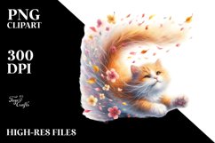 Spring Petal Tumbling Cat | Sublimation | Clipart Product Image 3