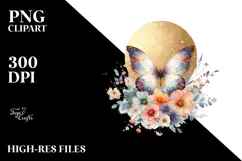 Boho Butterfly of Spring Flowers, Transparent PNG Product Image 2