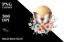 Boho Butterfly of Spring Flowers, Transparent PNG Product Image 2