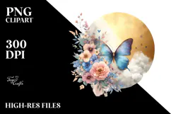 Boho Butterfly made of Spring Flowers PNG Product Image 2