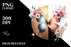 Boho Butterfly made of Spring Flowers PNG Product Image 2