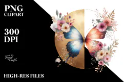Boho Butterfly made of Spring Flowers PNG Product Image 2