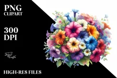Vibrant Colorful Watercolor Buquet Petunia Product Image 3