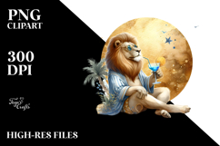 Beachwear Lion Drinking Cocktail PNG Product Image 2