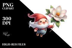 Cute Falling Gardenia Gnome | Watercolor Product Image 1