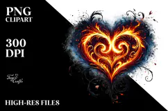 Heart made of fire PNG Product Image 2