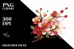 Detailed Cherry Blossom Wooden Stained Clipart Product Image 1