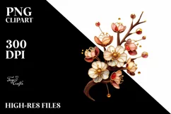 Detailed Cherry Blossom Wooden Stained Clipart Product Image 1
