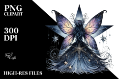 Watercolor Gothic Fairy on Star, PNG Product Image 2