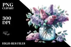 Watercolor Jar Lilac | Sublimation | Clipart Product Image 3