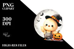Cute Baby Chicken on Moon, Transparent PNG Product Image 2