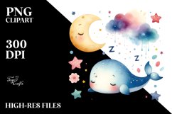 Sleeping Baby Whale | Sublimation | Clipart Product Image 1