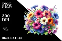 Vibrant Colorful Watercolor Buquet Petunia Product Image 1