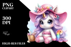 Cute Baby Unicorn with Beachwear | Clipart Product Image 3