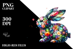 Colorful Bunny on Splashy Background PNG Product Image 2