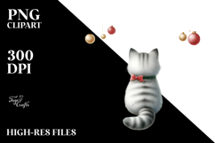 Watercolor Cat with Christmas Decorations Product Image 2