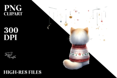 Watercolor Cat with Christmas Decorations Product Image 2