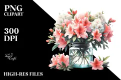 Watercolor Jar Azalea | Clipart Product Image 2