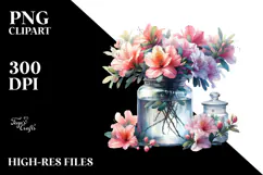 Watercolor Jar Azalea | Clipart Product Image 2