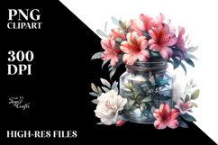Watercolor Jar Azalea | Clipart Product Image 2