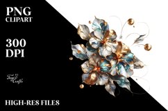 Abstract Shiny Impatiens with Golden Inserts | Clipart Product Image 1